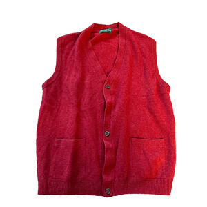 Alan Paine Mens Red Sleeveless Button Front Knit Vest Sweater Size UK46 EUR54